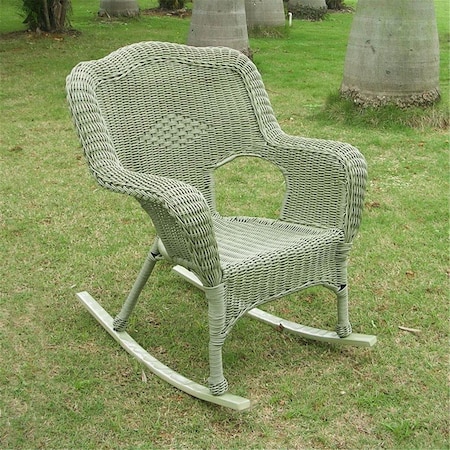 International Caravan Camelback Resin Wicker Rocker, Antique Moss 3182-1CH-AM